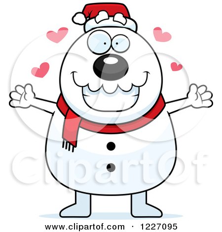 Clipart of a Christmas Snowman Wanting a Hug - Royalty Free Vector Illustration by Cory Thoman