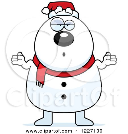 Clipart of a Careless Shrugging Christmas Snowman - Royalty Free Vector Illustration by Cory Thoman