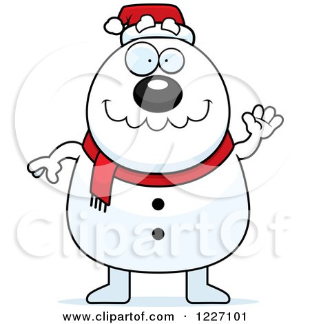 Clipart of a Waving Christmas Snowman - Royalty Free Vector Illustration by Cory Thoman