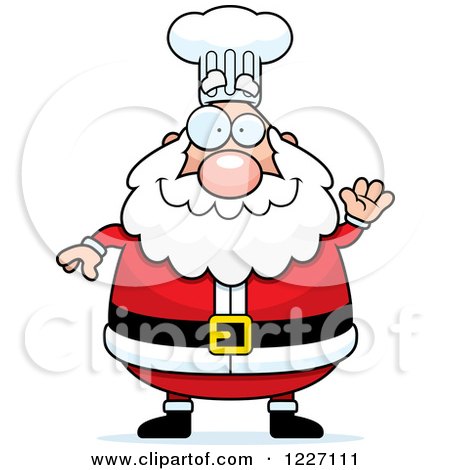 Clipart of a Waving Chef Santa - Royalty Free Vector Illustration by Cory Thoman
