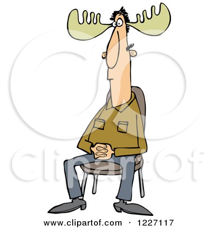 Clipart of a Sitting Man with Moose Antlers - Royalty Free Vector Illustration by djart
