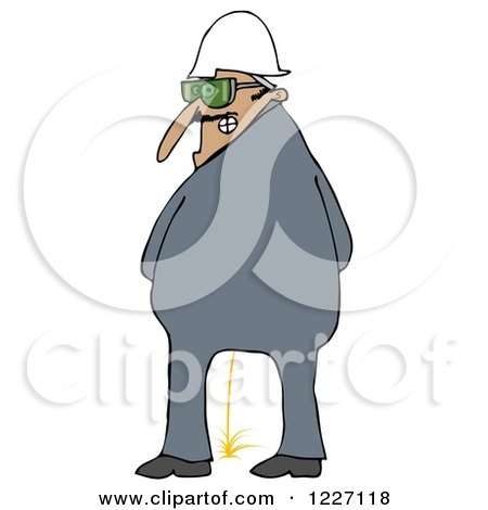 Clipart of a Construction Worker Man Looking Back and Peeing - Royalty Free Illustration by djart