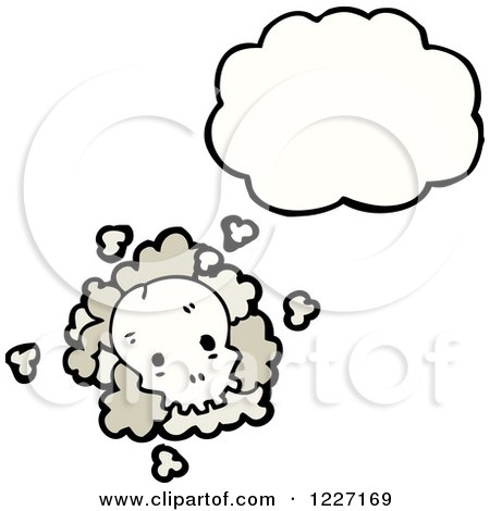 Clipart of a Skull with Dust and a Thought Balloon - Royalty Free Vector Illustration by lineartestpilot