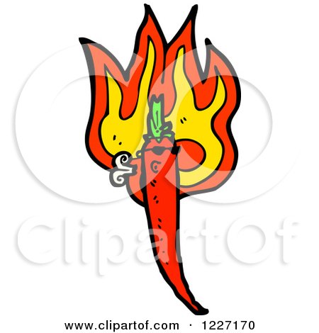 Clipart of a Flaming Spicy Hot Chili Pepper - Royalty Free Vector Illustration by lineartestpilot