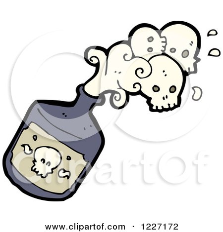 Clipart of a Poison Bottle with Skulls - Royalty Free Vector Illustration by lineartestpilot