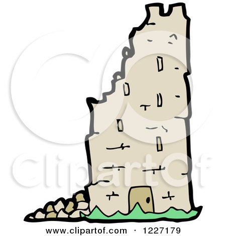 Clipart of a Crumbling Fortress - Royalty Free Vector Illustration by lineartestpilot