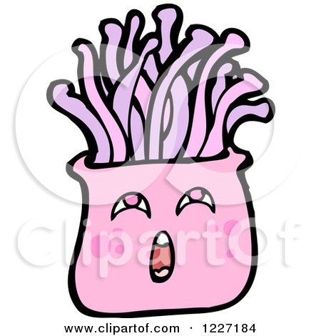 Clipart of a Pink Sea Anemone - Royalty Free Vector Illustration by lineartestpilot