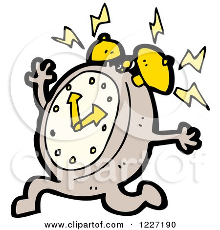 Clipart of a Running Ringing Alarm Clock - Royalty Free Vector Illustration by lineartestpilot