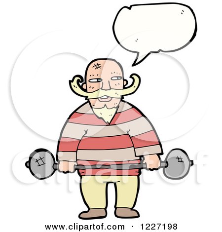 Clipart of a Talking Man Lifting a Barbell - Royalty Free Vector Illustration by lineartestpilot