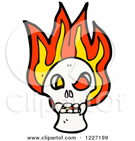 Clipart of a Skull with Flames - Royalty Free Vector Illustration by lineartestpilot