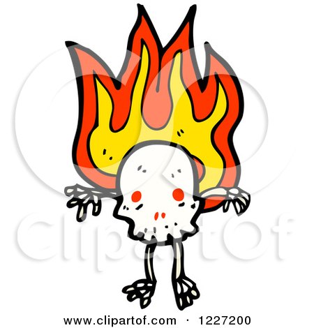 Clipart of a Skull with Flames - Royalty Free Vector Illustration by lineartestpilot