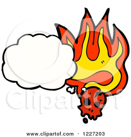 Clipart of a Thinking Skull with Flames - Royalty Free Vector Illustration by lineartestpilot