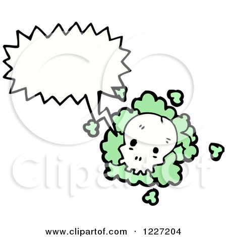 Clipart of a Talking Skull with Green Dust - Royalty Free Vector Illustration by lineartestpilot