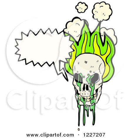 Clipart of a Talking Skull with Flames and Green Goo - Royalty Free Vector Illustration by lineartestpilot