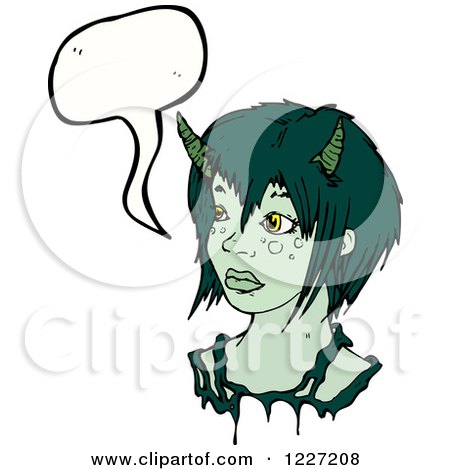 Clipart of a Talking Devil Girl - Royalty Free Vector Illustration by lineartestpilot