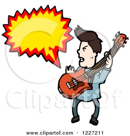 Clipart of a Talking Guitarist Man - Royalty Free Vector Illustration by lineartestpilot