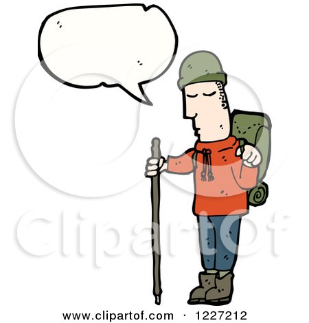 Clipart of a Talking Hiker Man - Royalty Free Vector Illustration by lineartestpilot