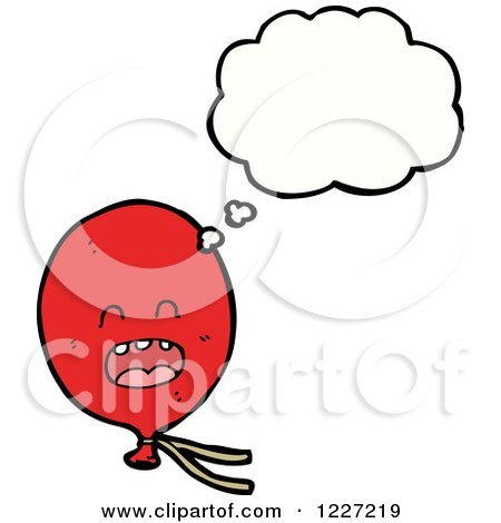 Clipart of a Thinking Red Party Balloon - Royalty Free Vector Illustration by lineartestpilot