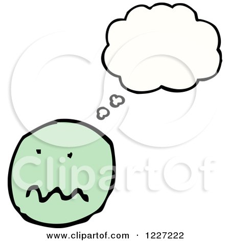 Clipart of a Thinking Green Emoticon - Royalty Free Vector Illustration by lineartestpilot