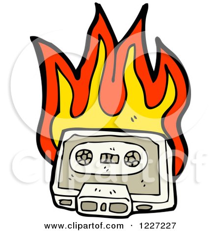 Clipart of a Flaming Cassette Tape - Royalty Free Vector Illustration by lineartestpilot