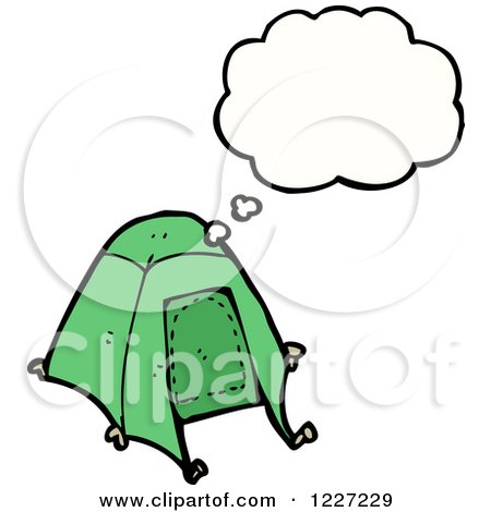 Clipart of a Thinking Tent - Royalty Free Vector Illustration by lineartestpilot