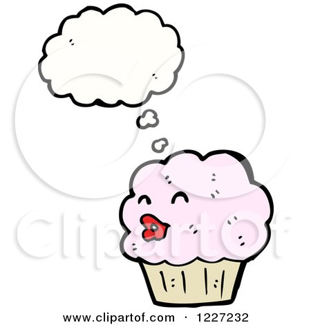 Clipart of a Thinking Female Cupcake - Royalty Free Vector Illustration by lineartestpilot