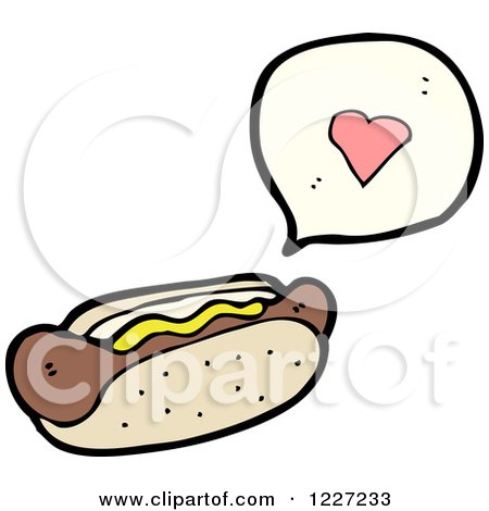 Clipart of a Hot Dog and Heart - Royalty Free Vector Illustration by lineartestpilot