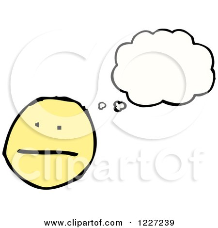 Clipart of a Thinking Worried Emoticon - Royalty Free Vector Illustration by lineartestpilot
