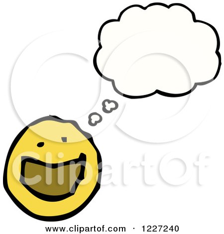 Clipart of a Thinking Happy Emoticon - Royalty Free Vector Illustration by lineartestpilot