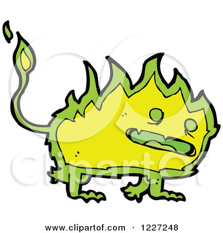 Clipart of a Green Fire Monster - Royalty Free Vector Illustration by lineartestpilot