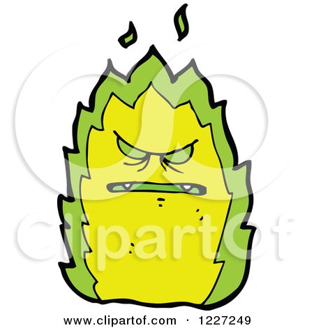 Clipart of a Mad Green Fire - Royalty Free Vector Illustration by lineartestpilot