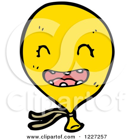 Clipart of a Happy Yellow Party Balloon - Royalty Free Vector Illustration by lineartestpilot