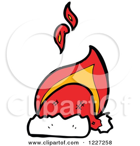 Clipart of a Santa Hat on Fire - Royalty Free Vector Illustration by lineartestpilot