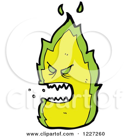 Clipart of a Mad Green Fire - Royalty Free Vector Illustration by lineartestpilot