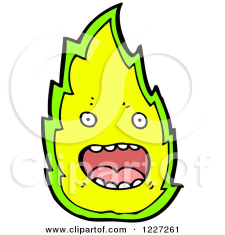 Clipart of a Green Fire - Royalty Free Vector Illustration by lineartestpilot