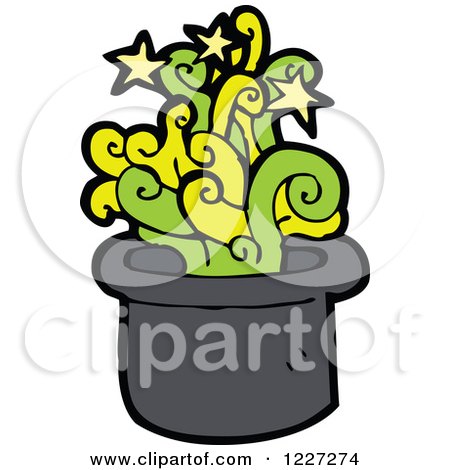 Clipart of a Hat with Magic Green Smoke - Royalty Free Vector Illustration by lineartestpilot
