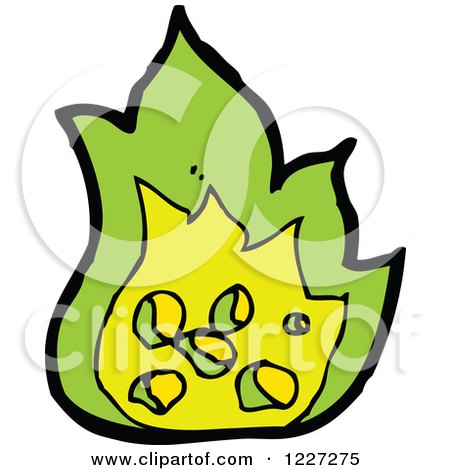 Clipart of a Green Fire - Royalty Free Vector Illustration by lineartestpilot