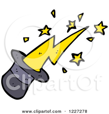 Clipart of a Hat with Magic Shooting out - Royalty Free Vector Illustration by lineartestpilot