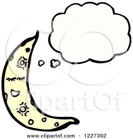 Clipart of a Thinking Crescent Moon - Royalty Free Vector Illustration by lineartestpilot
