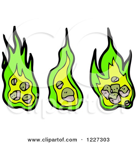 Clipart of Green Fires - Royalty Free Vector Illustration by lineartestpilot
