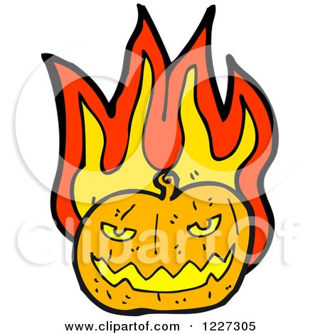 Clipart of a Flaming Jackolantern - Royalty Free Vector Illustration by lineartestpilot