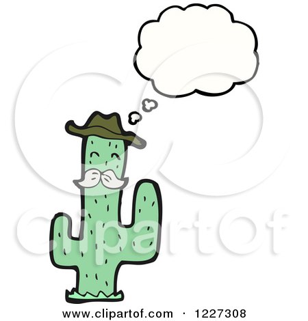 Clipart of a Thinking Cactus - Royalty Free Vector Illustration by lineartestpilot