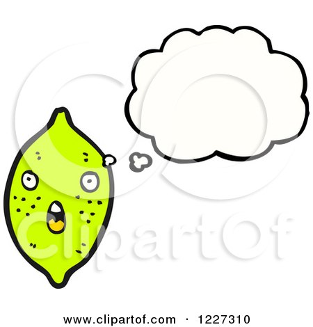 Clipart of a Thinking Lime - Royalty Free Vector Illustration by lineartestpilot