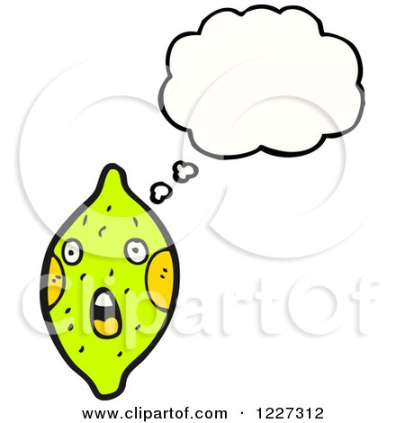 Clipart of a Worried Thinking Lime - Royalty Free Vector Illustration by lineartestpilot
