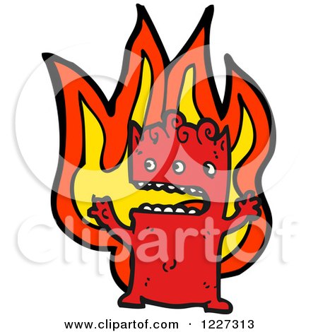 Clipart of a Fire Monster - Royalty Free Vector Illustration by lineartestpilot