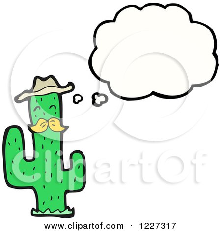 Clipart of a Thinking Cactus - Royalty Free Vector Illustration by lineartestpilot