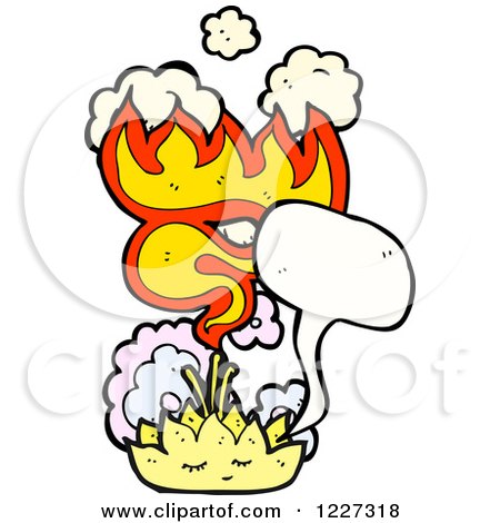 Clipart of a Talking Lotus Flower with Flames - Royalty Free Vector Illustration by lineartestpilot