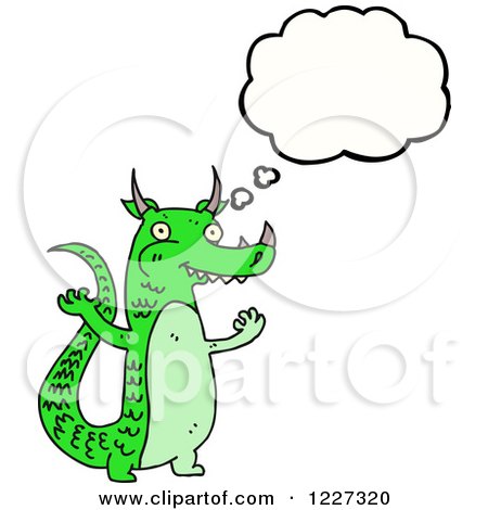 Clipart of a Thinking Green Dragon - Royalty Free Vector Illustration by lineartestpilot
