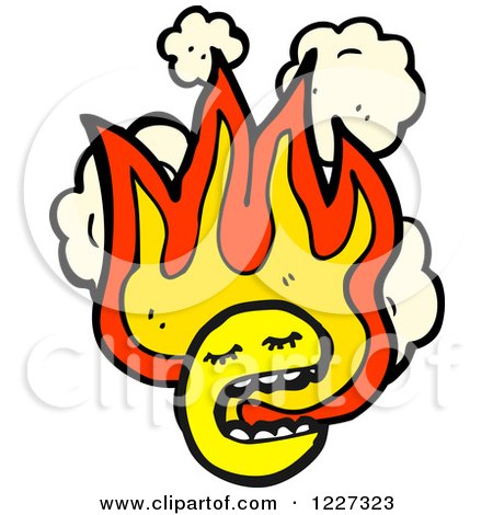 Clipart of a Flaming Emoticon - Royalty Free Vector Illustration by lineartestpilot