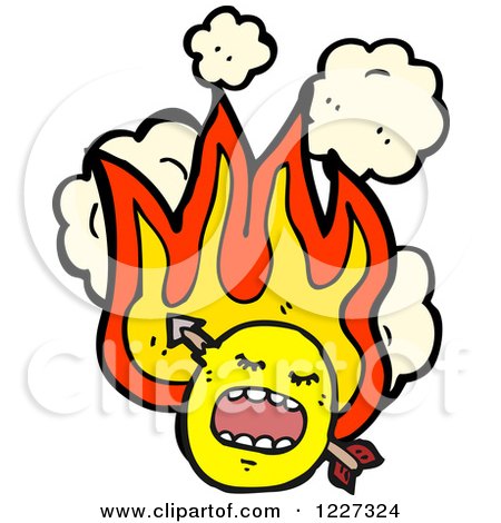 Clipart of a Flamging Emoticon with an Arrow - Royalty Free Vector Illustration by lineartestpilot